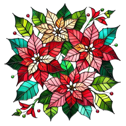 Poinsettia inspired Stained Glass Window Design
