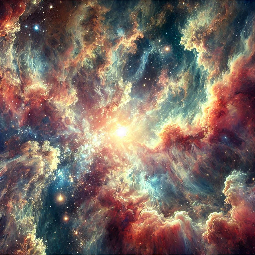 AI Art burst of color from a nebula painting prompt