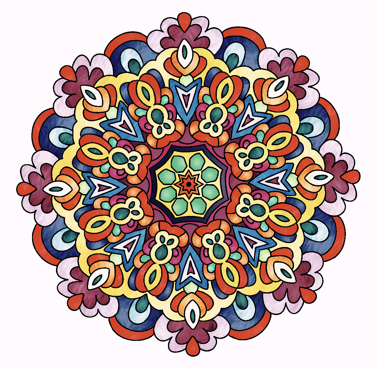 A variety of results all from the same mandala and a few tweaks to a simple prompt