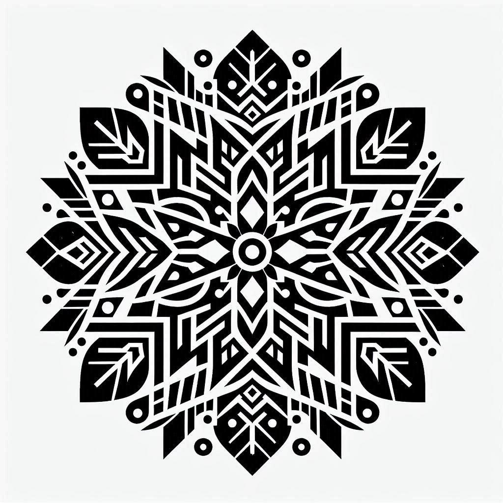 AI generated an intricate rubber stamp style design from a fun mandala