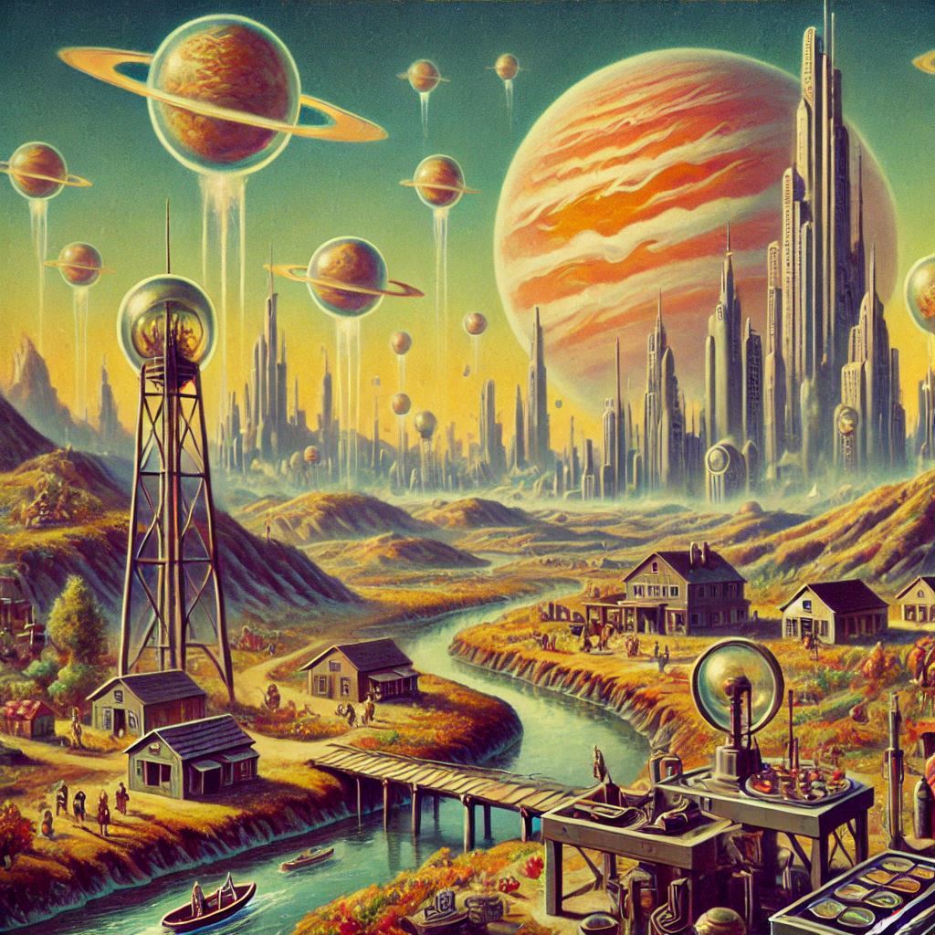 Norman Rockwell meets Alien Outpost in this painting