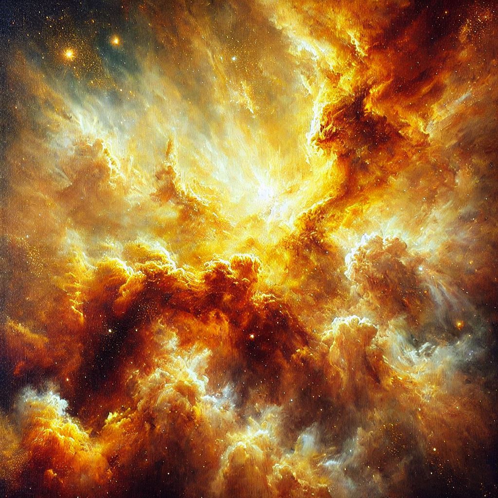 Oil Painting of a nebula with an abstract flair