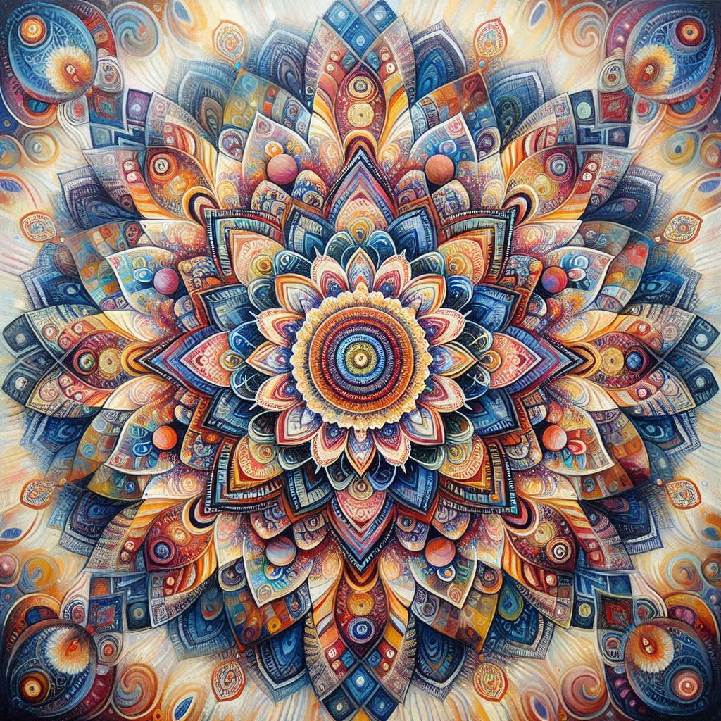 Oil Painting inspired by mandala with a little help from AI
