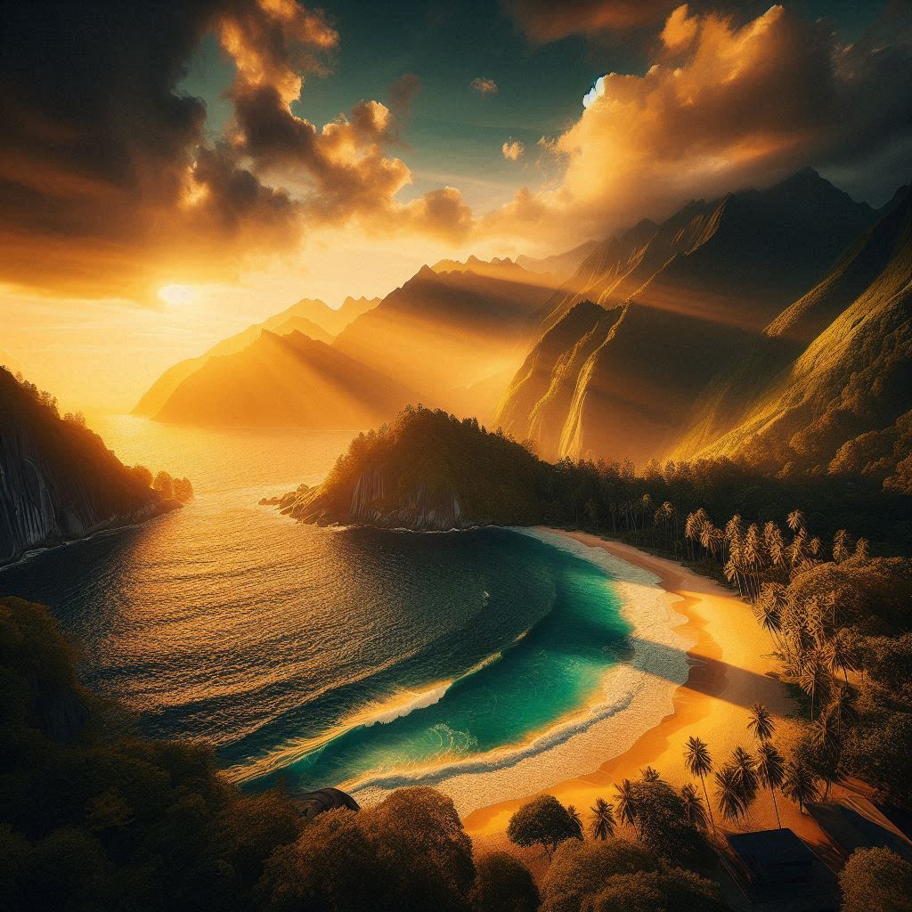 AI landscape with an emphasis on golden and green hues