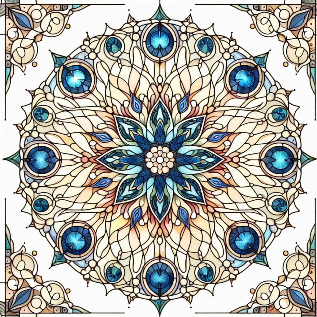 Glowing stained glass inspired by a mandala