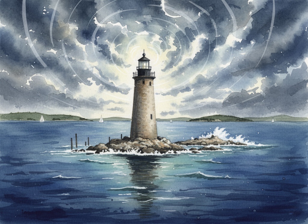 Gemini AI dynamic watercolor of a lighthouse from one of my photos
