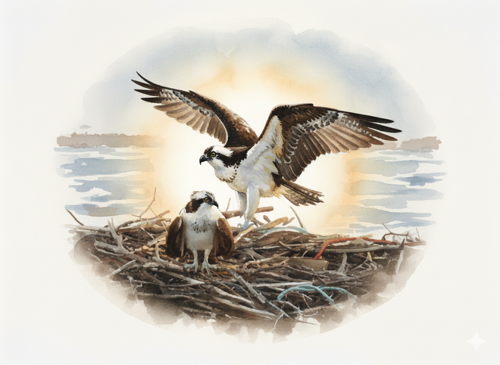 Gemini AI dynamic watercolor painting of Osprey photograph I took