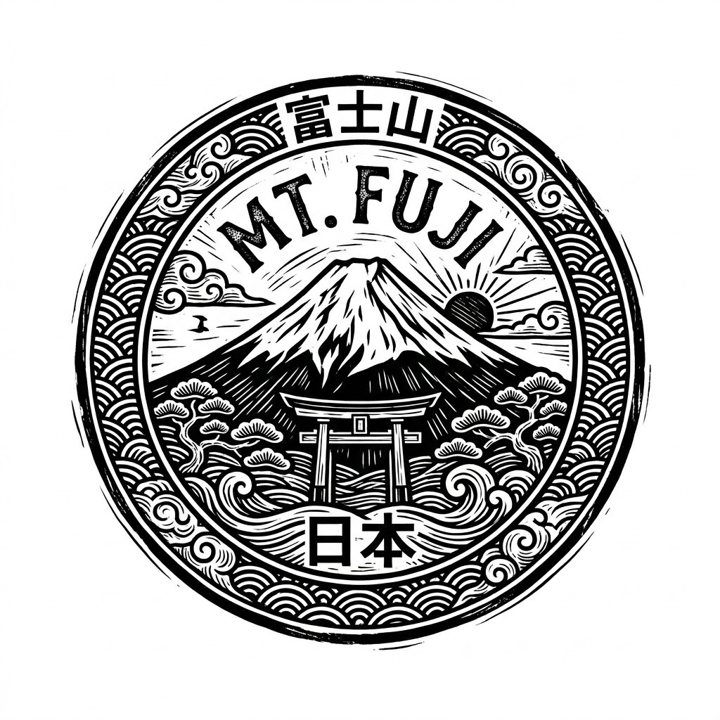 Mount Fuji, Japan, Journal Sticker — Eki Stamp, But Not